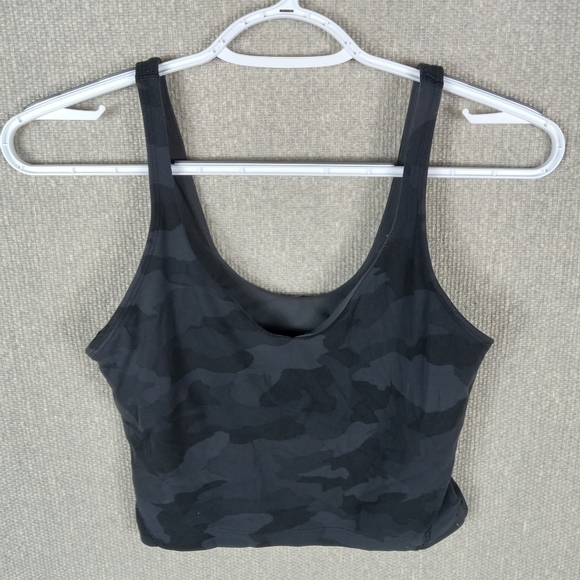 Lululemon Aligh Tank Top Womens 6 Black Camouflage Workout Cropped Athletic - Picture 2 of 8
